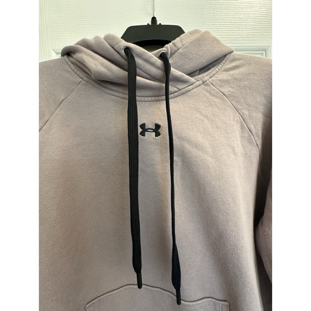 Under Armour Womens Rival Fleece Hoodie Mauve Taupe Pullover Sweatshirt Logo